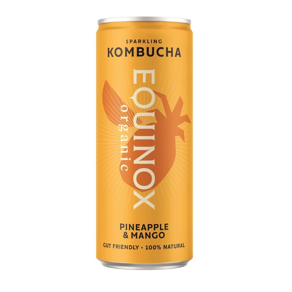 Equinox Kombucha Organic Kombucha Soft Drink Pineapple Mango can 250ml - 12 Pack