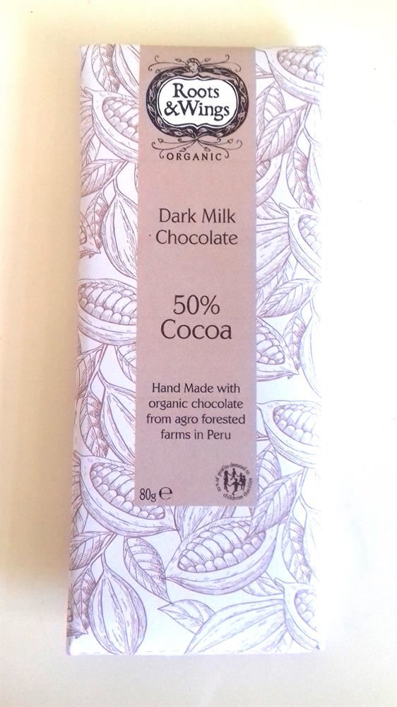 Roots and Wings Organic Dark Milk Chocolate Bar 50% Cocoa 80g