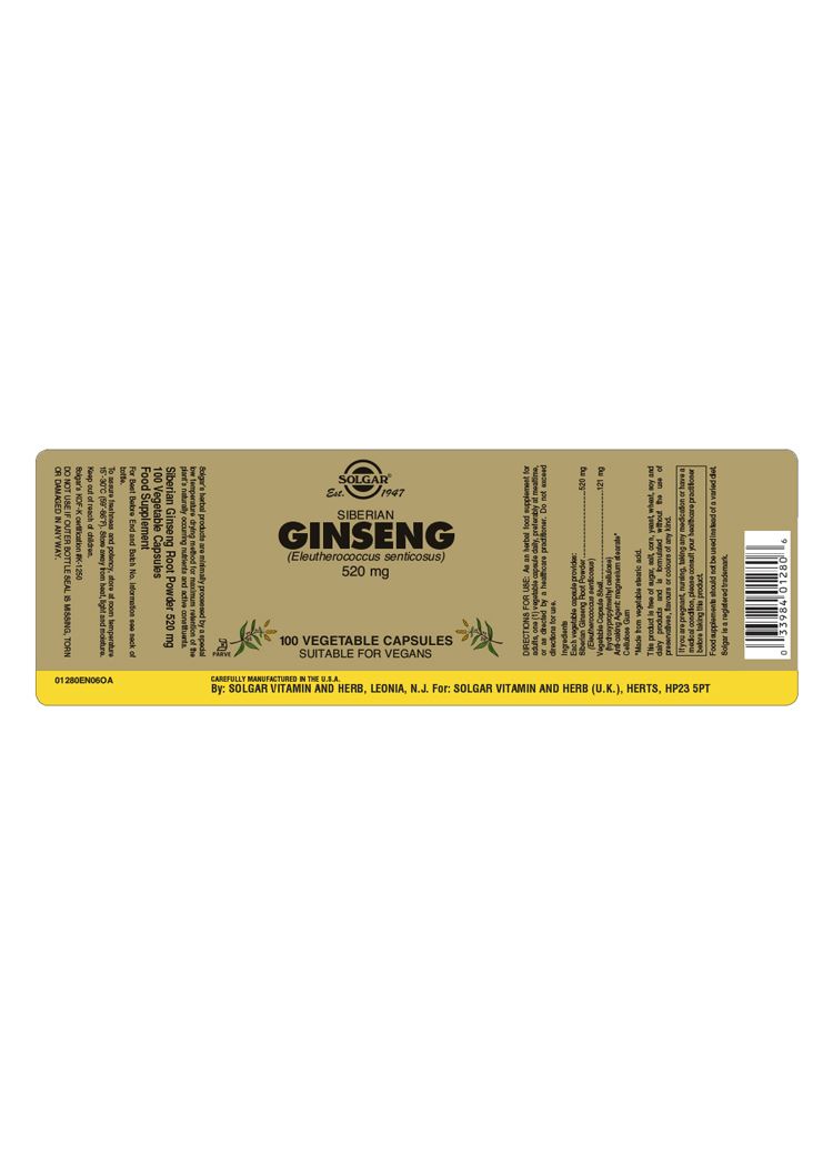 Solgar Siberian Ginseng 520 mg - 100 Vegicaps