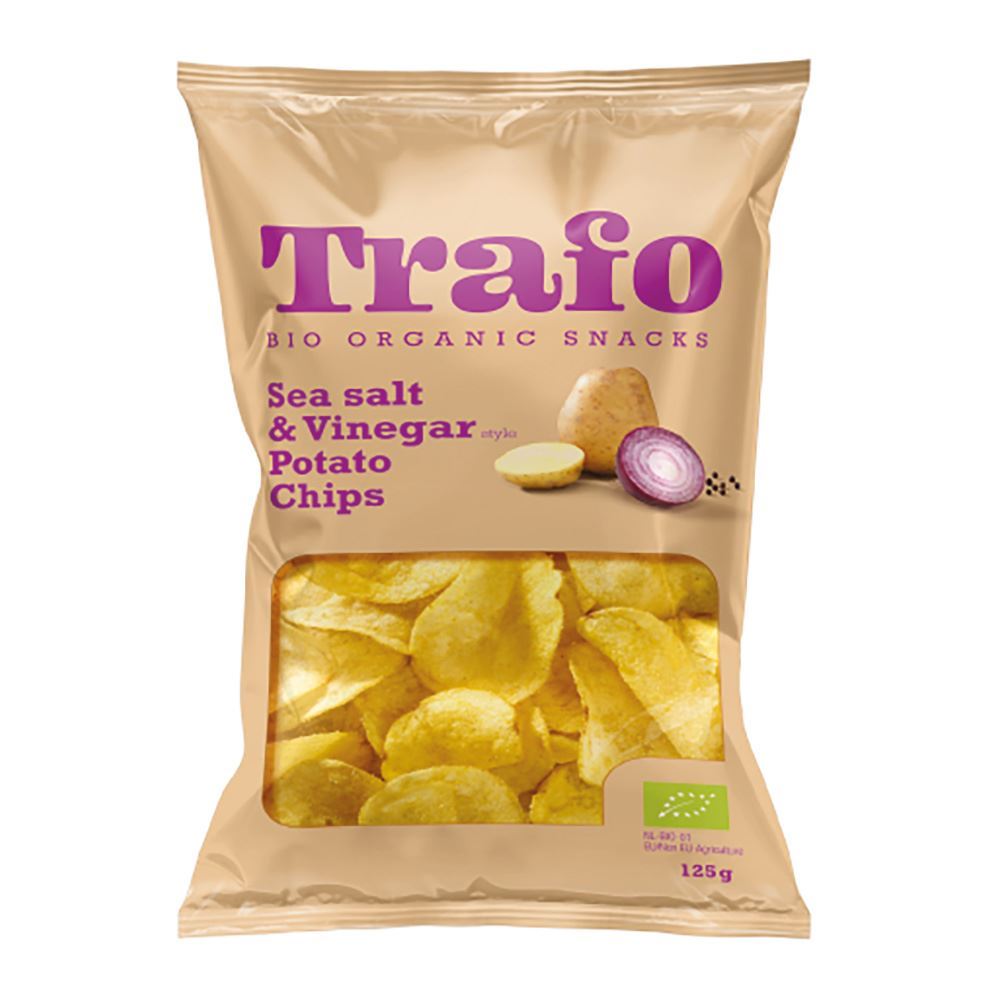 Trafo Organic Classic Salt & Vinegar Crisps 125g - 12 Pack