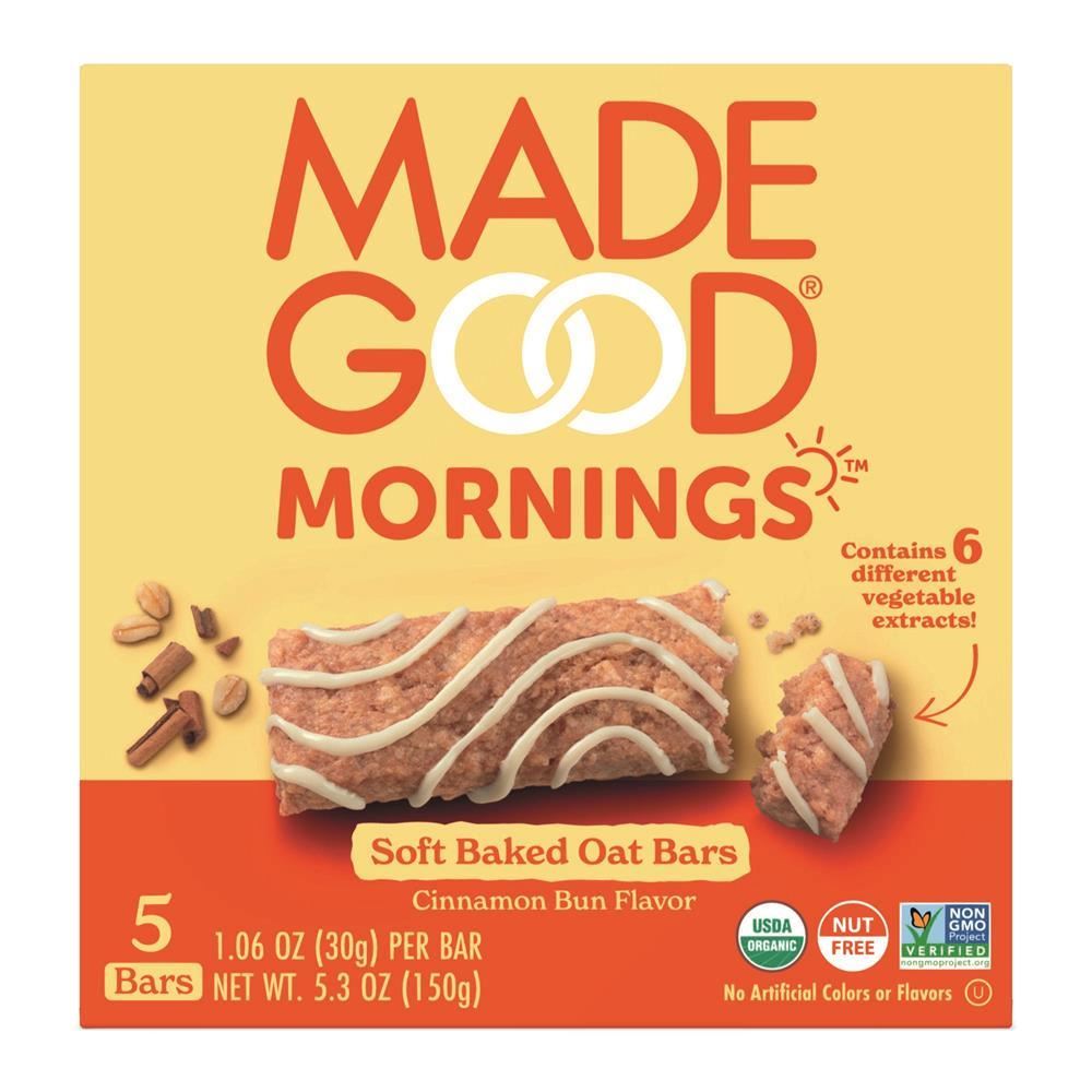 MadeGood Morning Oat Bar Cinnamon Bun 5 x 30g - 6 Pack