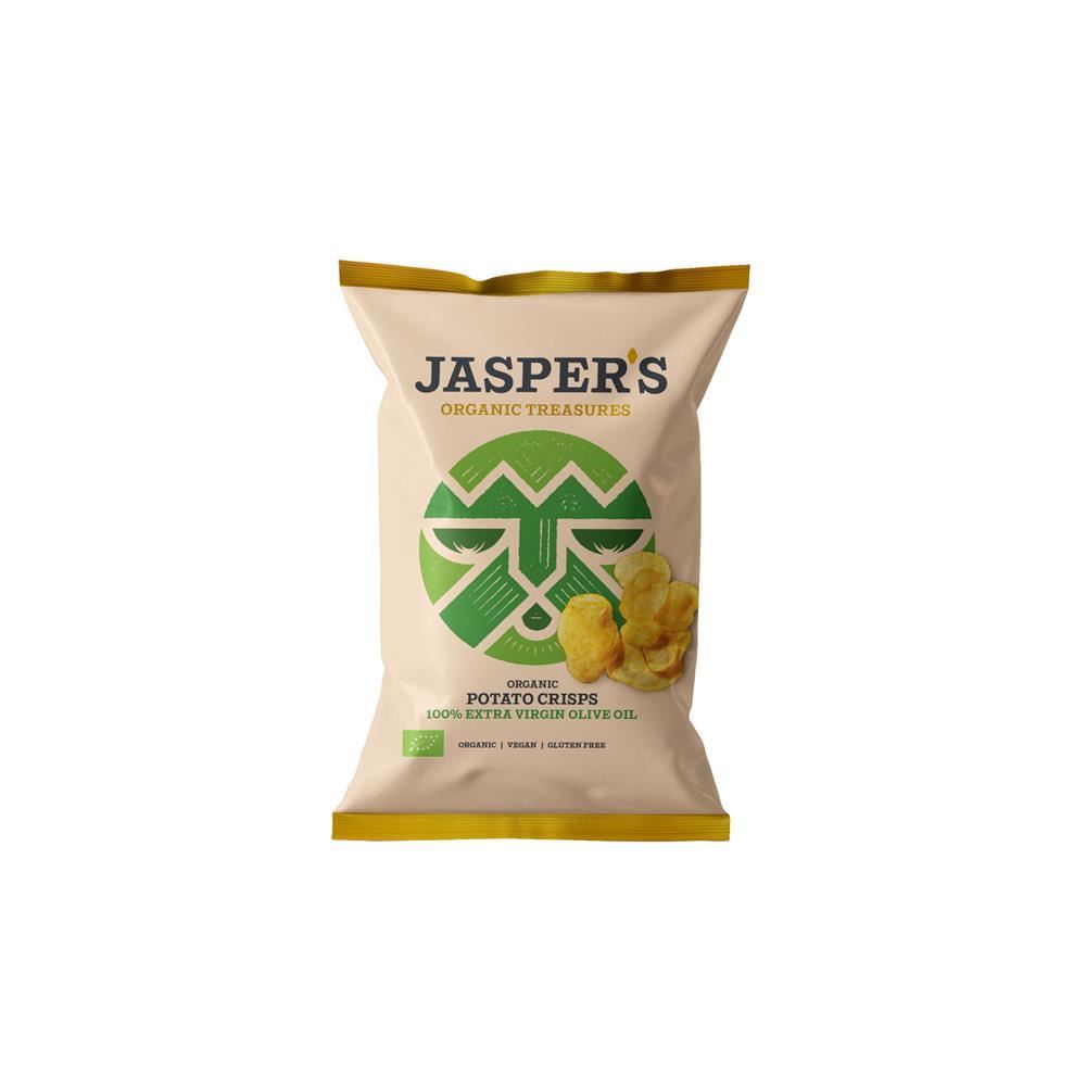 Jaspers Organic Treasures Crisps 100% Extra Virgin Olive Oil 100g - 12 Pack