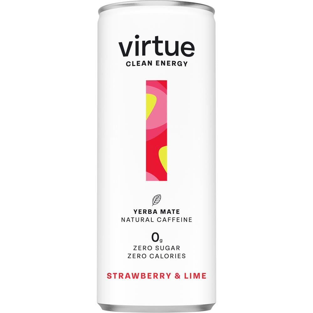 Virtue Drinks Virtue Clean Energy (Yerba Mate Drink) Strawberry 250ml - 12 Pack
