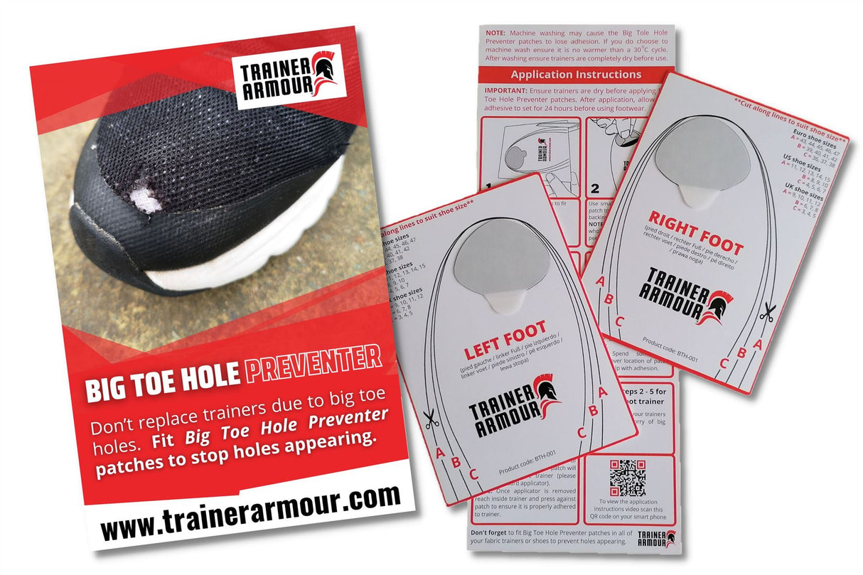 Trainer Armour Big Toe Hole & Heel Hole Preventer Patches - Black or White