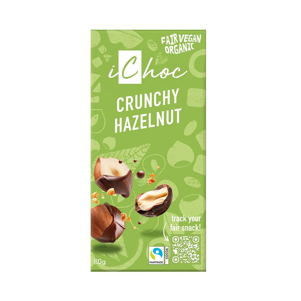 iChoc Crunchy Hazelnut Chocolate Vegan Organic 80g