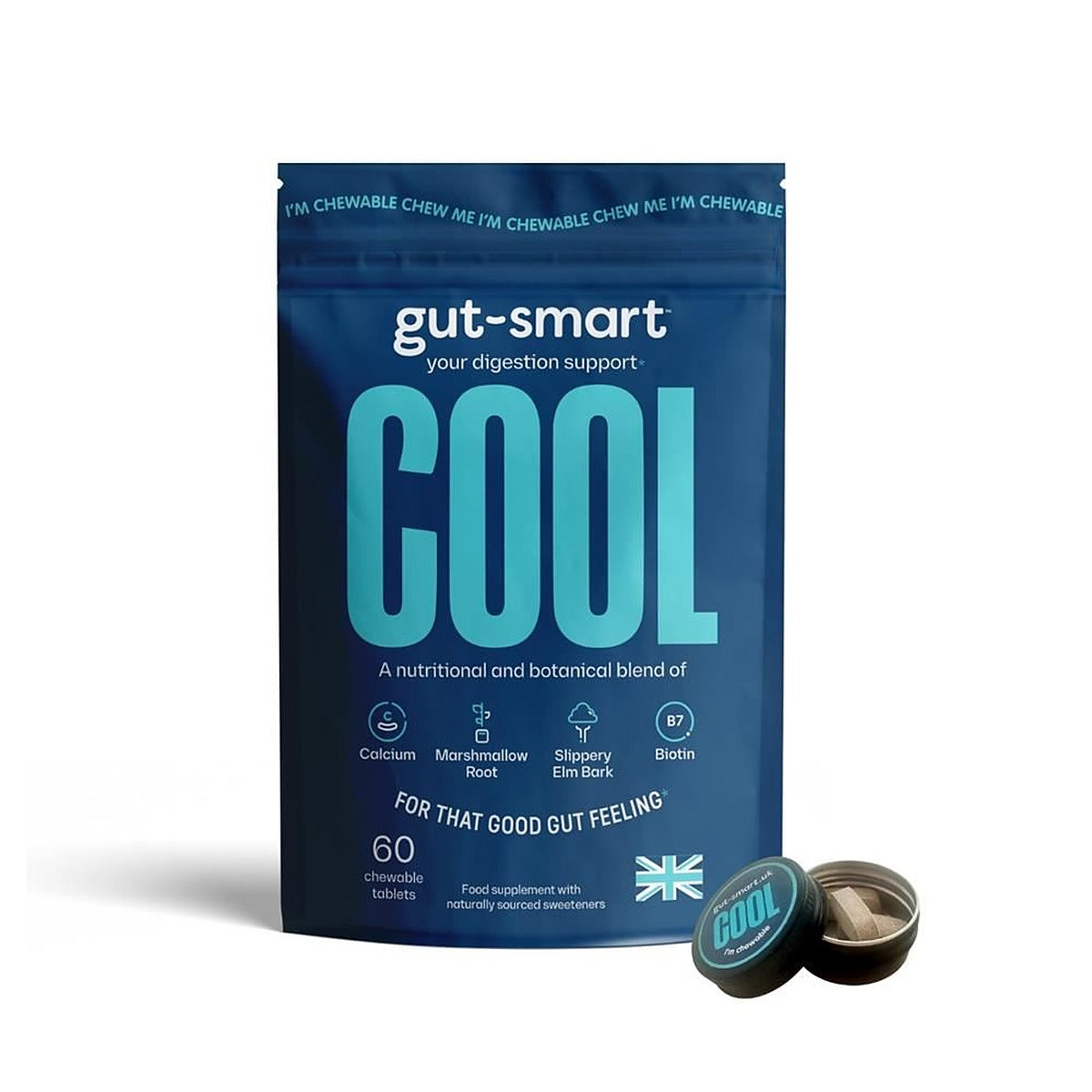 gut-smart COOL a chewable tablet - natural heartburn relief 60 pack