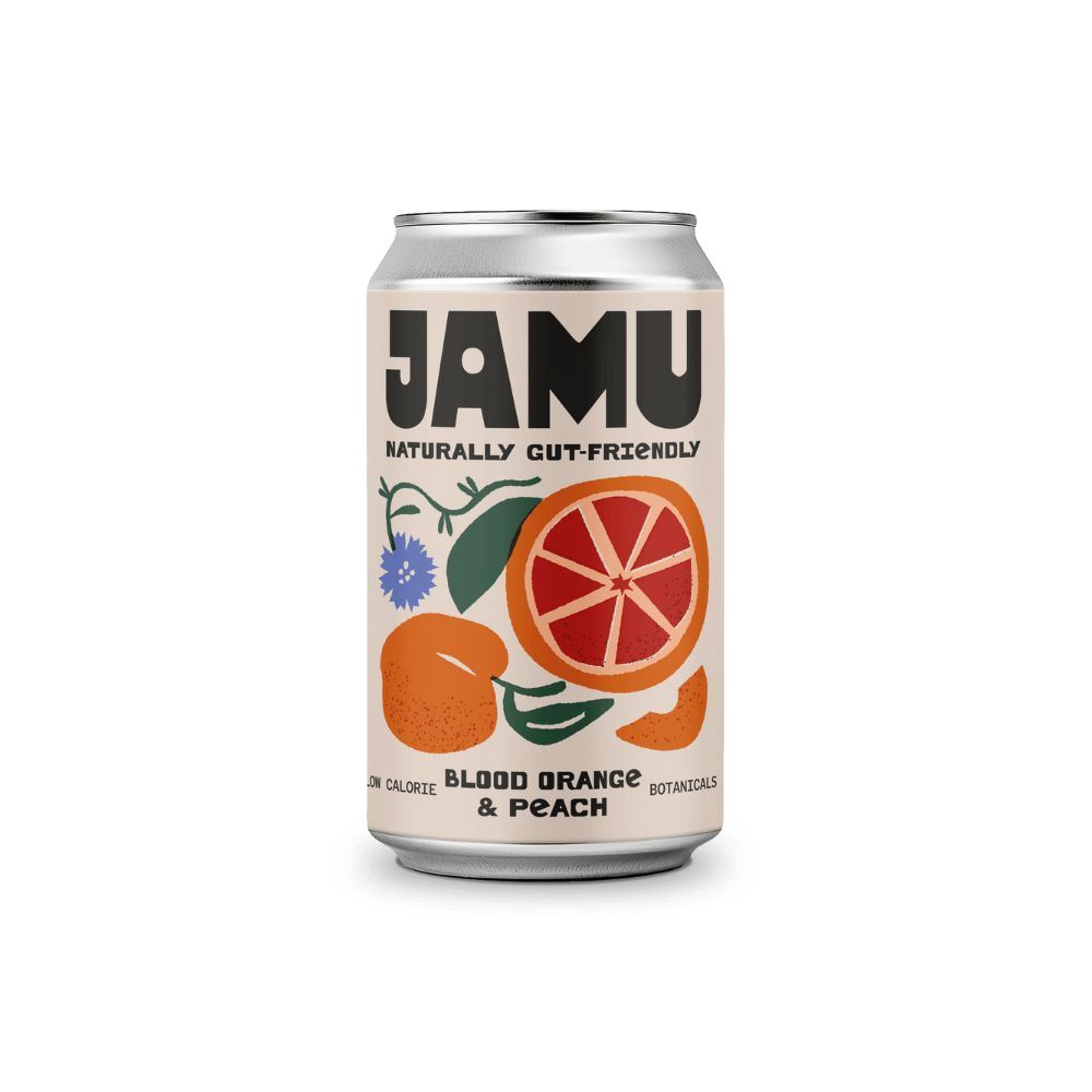 Jamu Blood Orange & Peach Premium Prebiotic Soda 330ml - 3 Pack