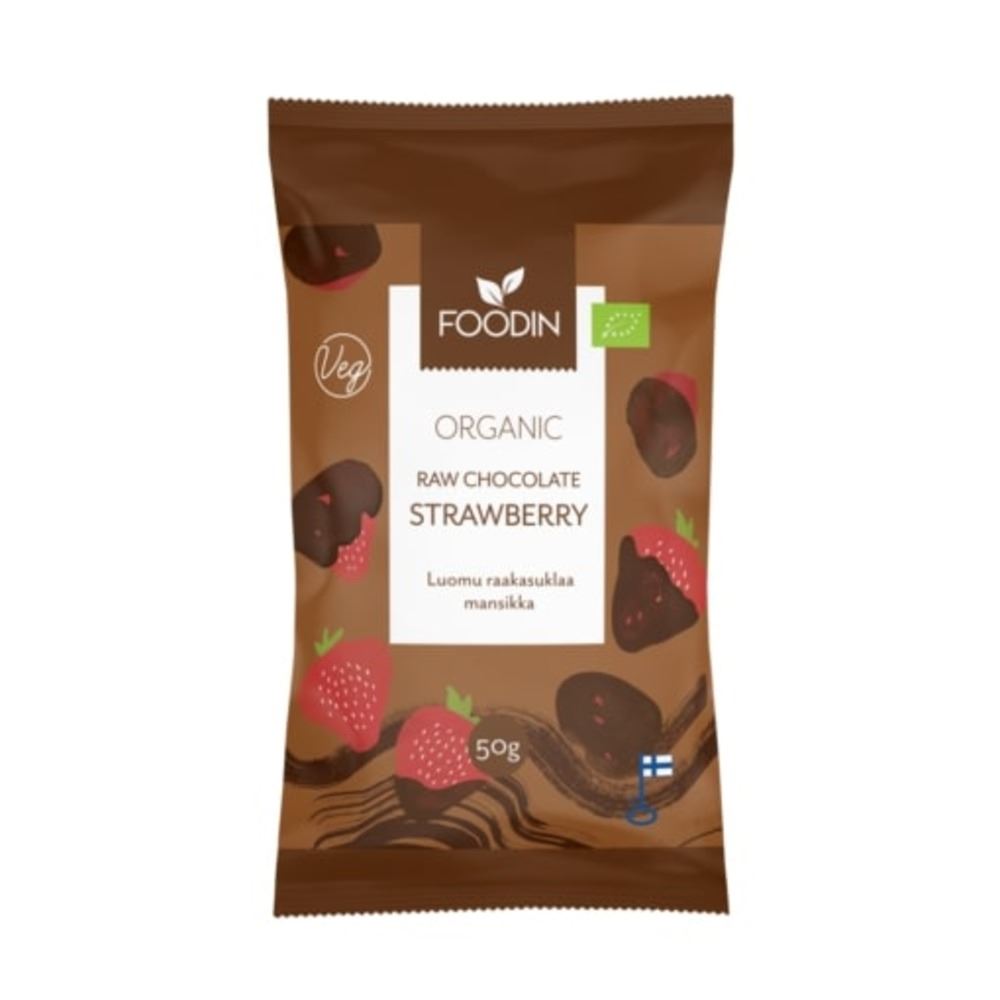 Foodin Organic Raw Chocolate Coated Strawberry 50g