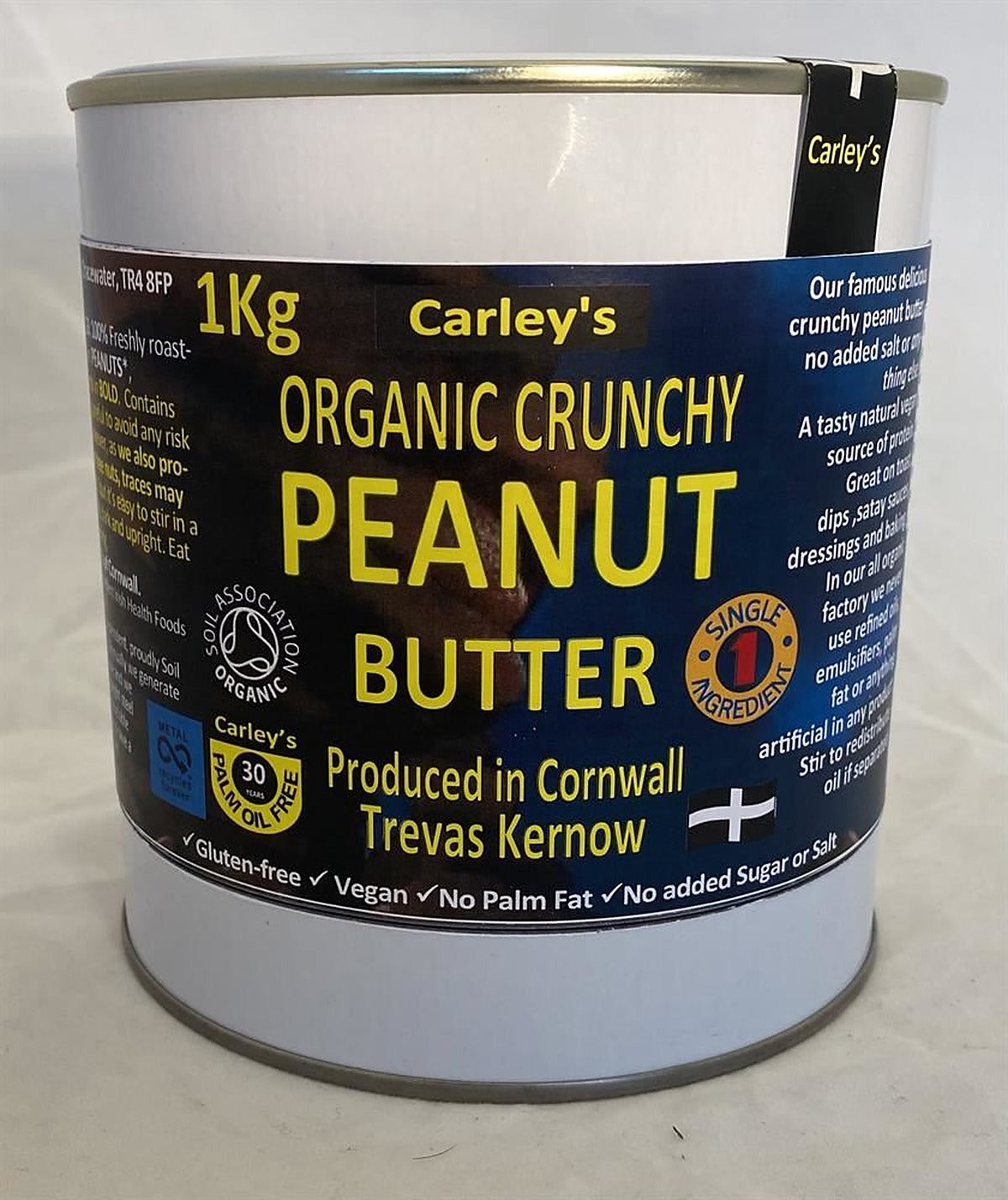 Carley's Organic CRUNCHY Peanut Butter 1kg Eco Tin