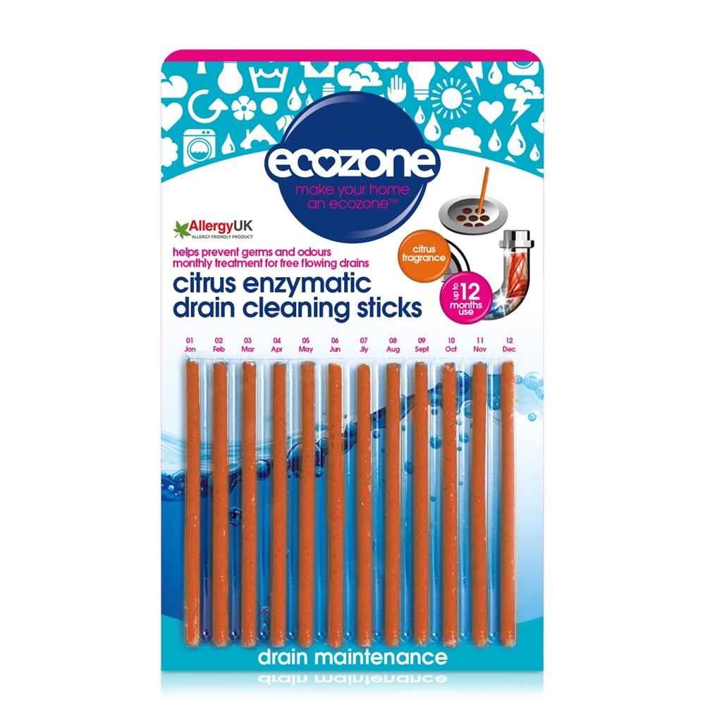 Ecozone Enzymatic Drain Cleaning Sticks - Citrus 12 Sticks