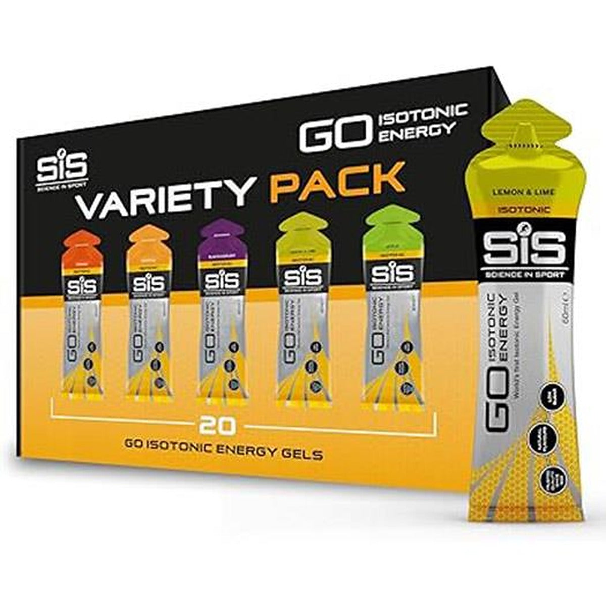 Science in Sport (SIS) GO Isotonic Gel Variety Pack - Pack of 20 x 60ml gels