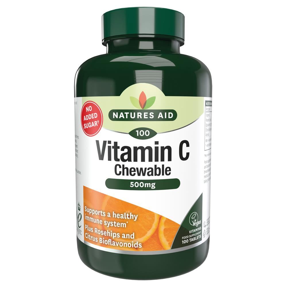 Natures Aid Vitamin C 500mg Sugar Free Chewable 100 Tablets