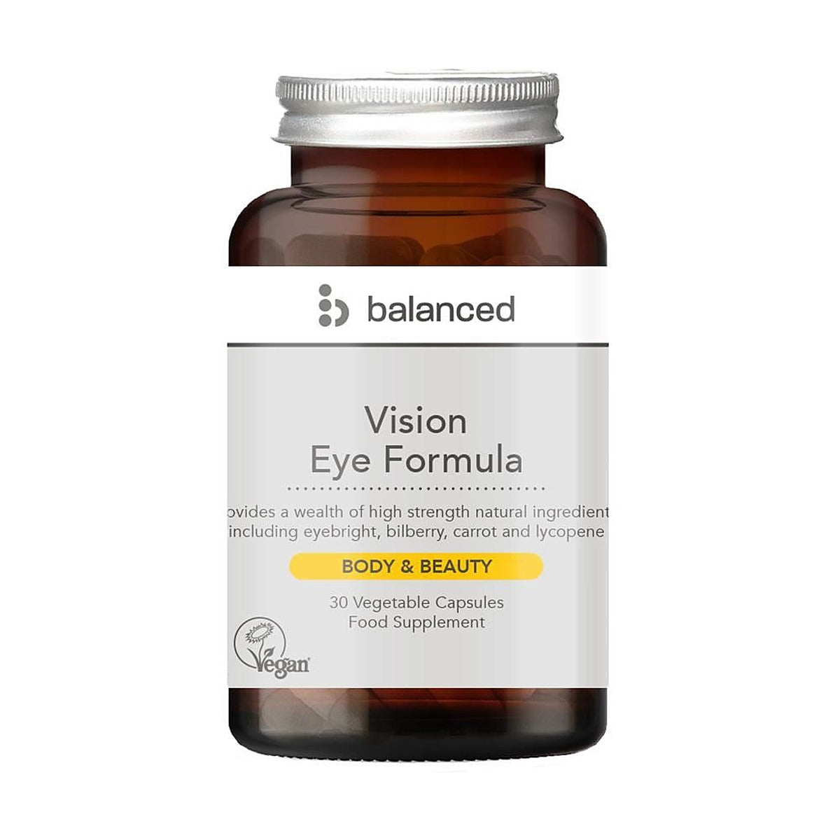 Balanced Vision Eye Formula 30 Veggie Caps - Reusable Bottle