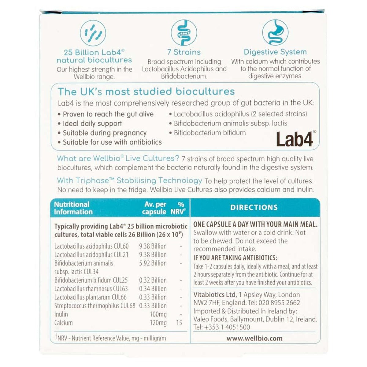 Vitabiotics Wellbio Live Cultures 25 Billion Microbiotic Cultures Extra Strength - 30 Caps - image 4