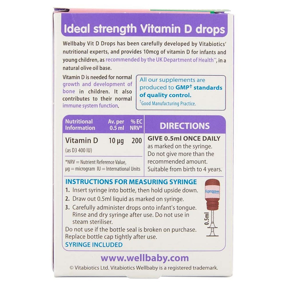 Vitabiotics Wellbaby Vitamin D Drops - 30ml - image 4