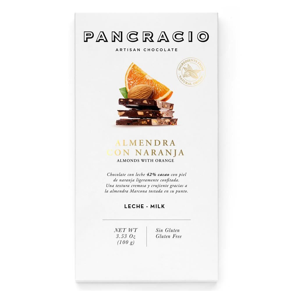 Pancracio Chocolate Almond & Orange Milk Chocolate Bar 100g