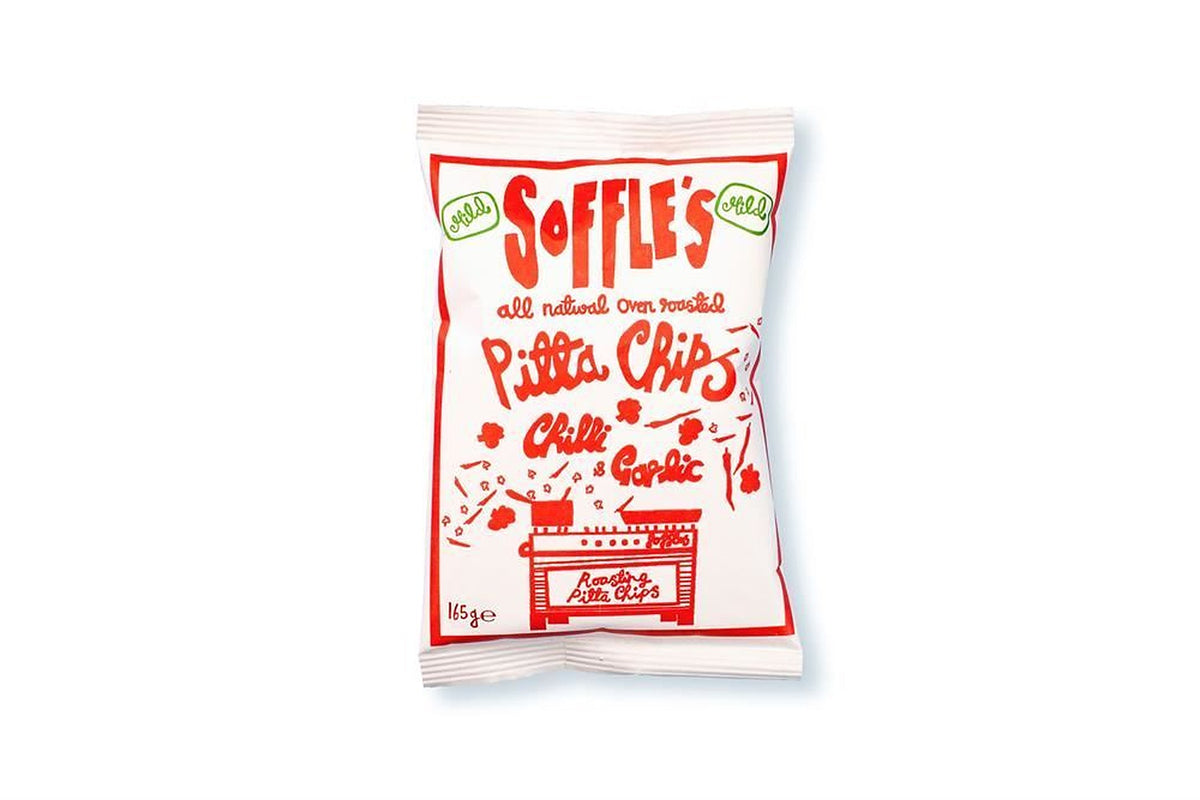 Soffles Pitta Chips Chilli & Garlic Pitta Chips 165g - 9 Pack