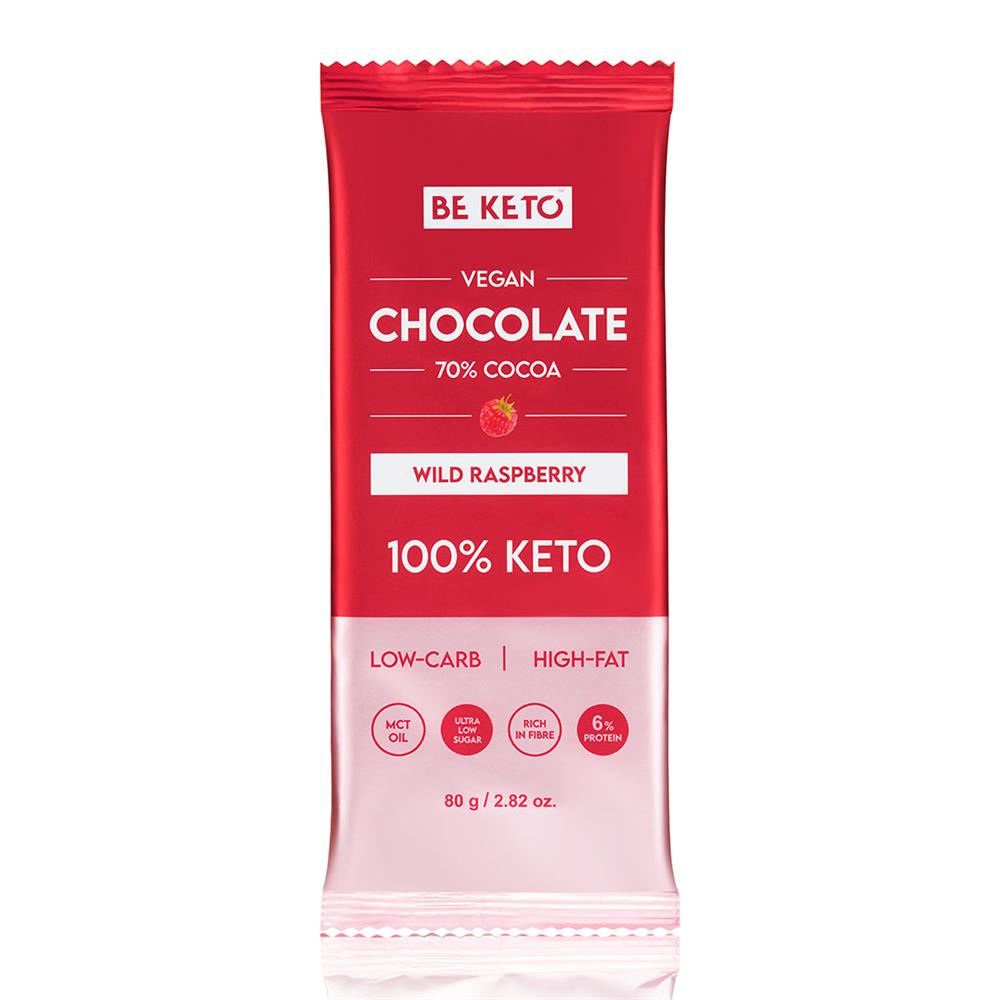 BeKeto Vegan Keto Chocolate + MCT Wild Raspberry 80g