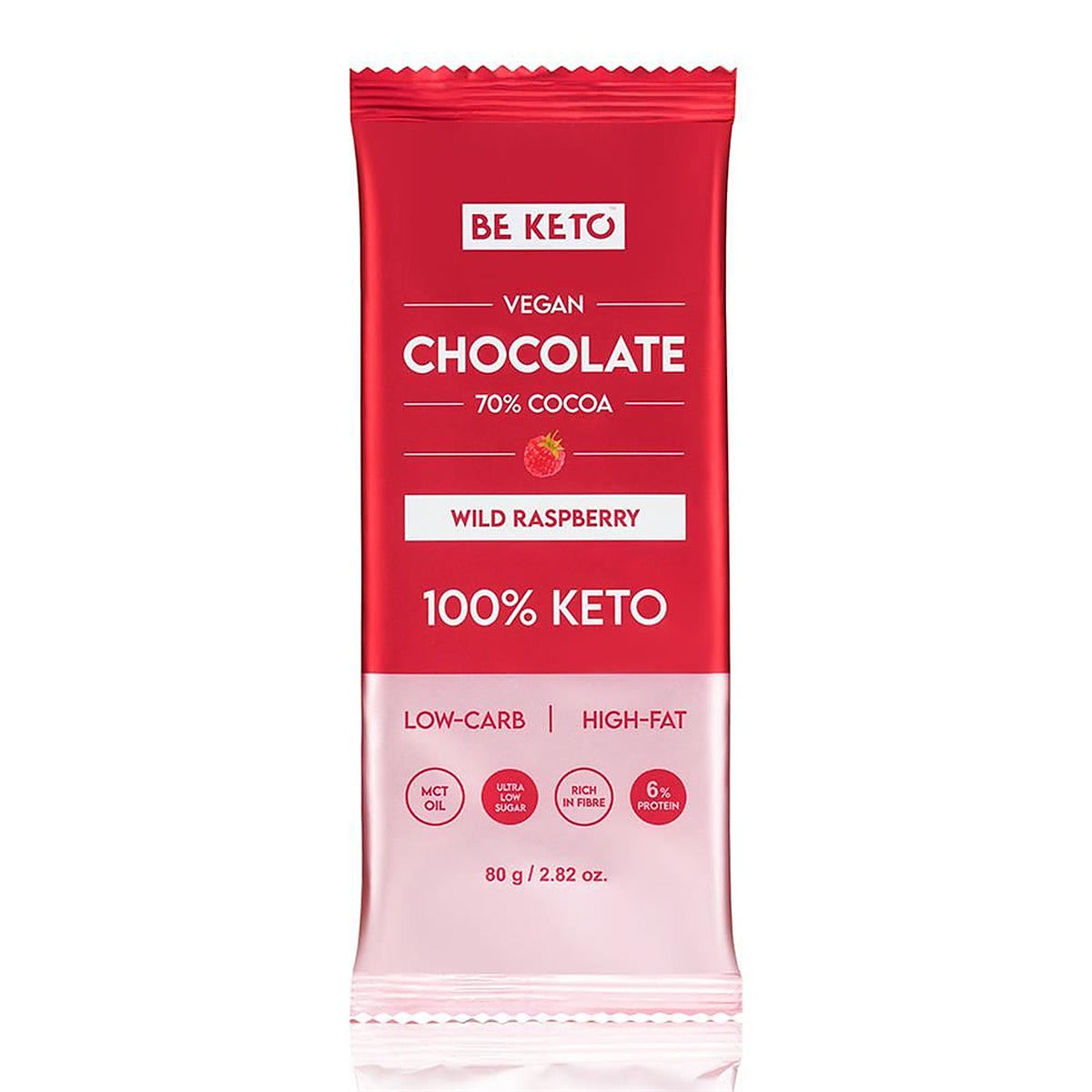 BeKeto Vegan Keto Chocolate + MCT Wild Raspberry 80g