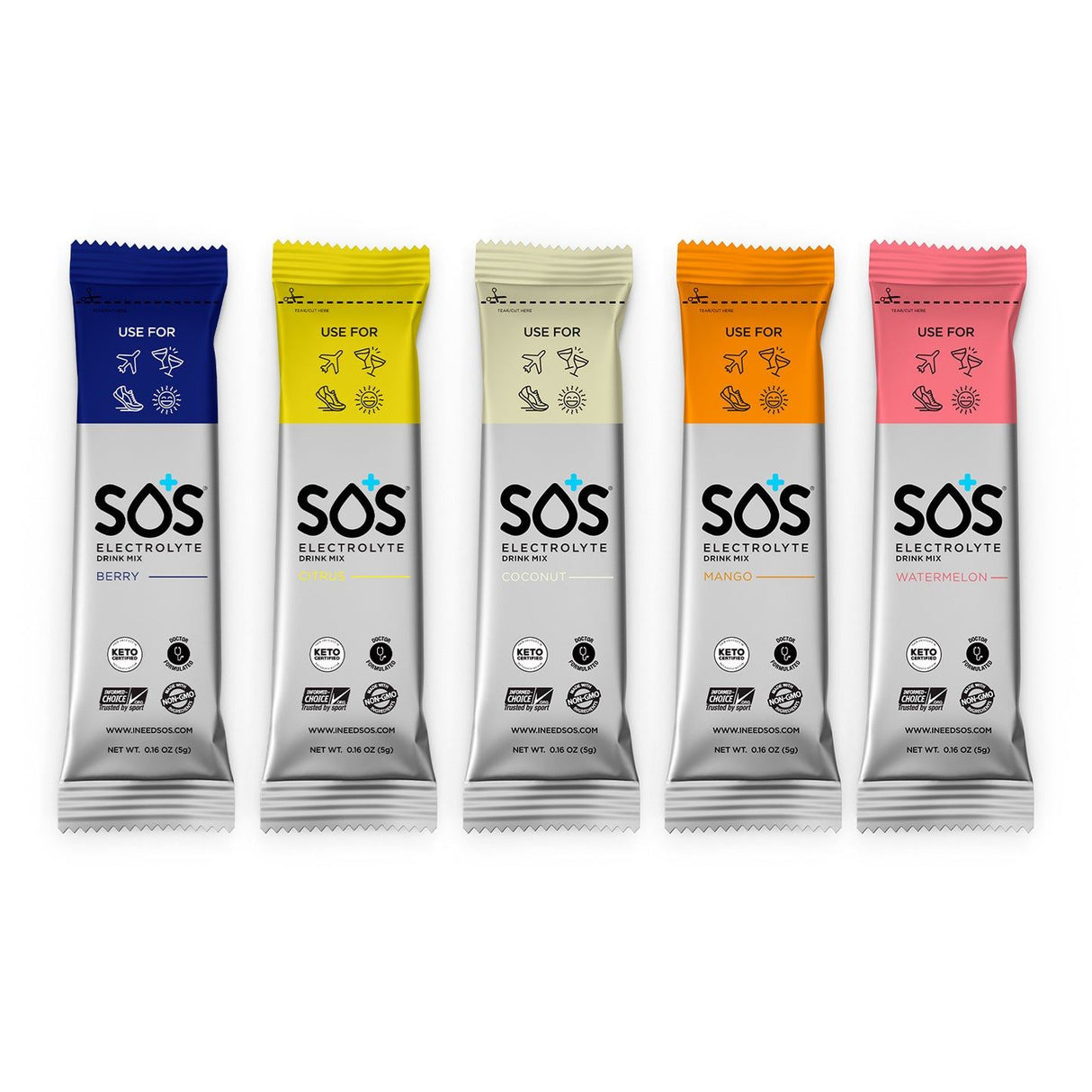 SOS Daily Hydration Electrolyte Drink 8 Sticks - All Flavour