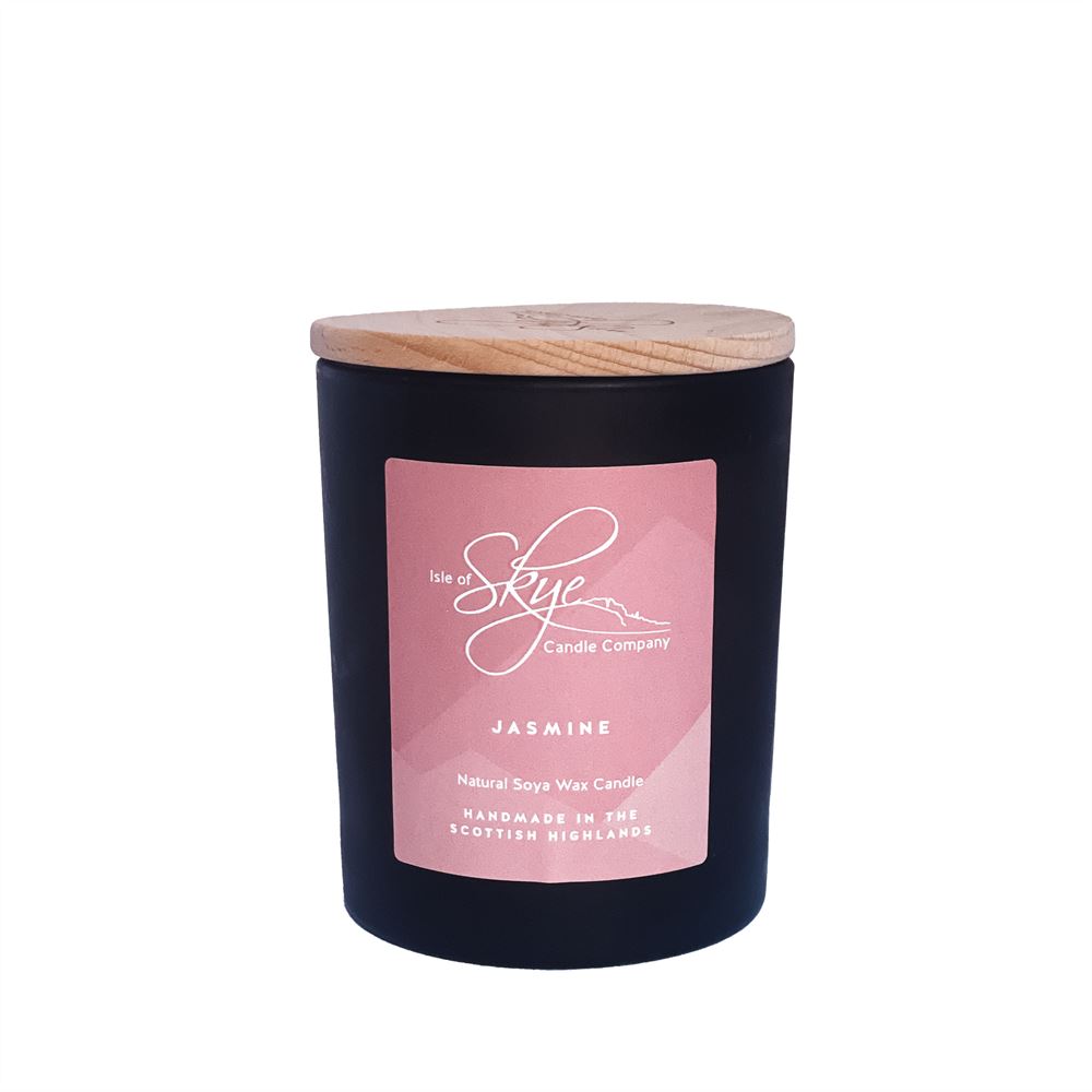 Isle of Skye Jasmine Scented Black Candle 45 hrs 9.5cm x 8cm x 8cm