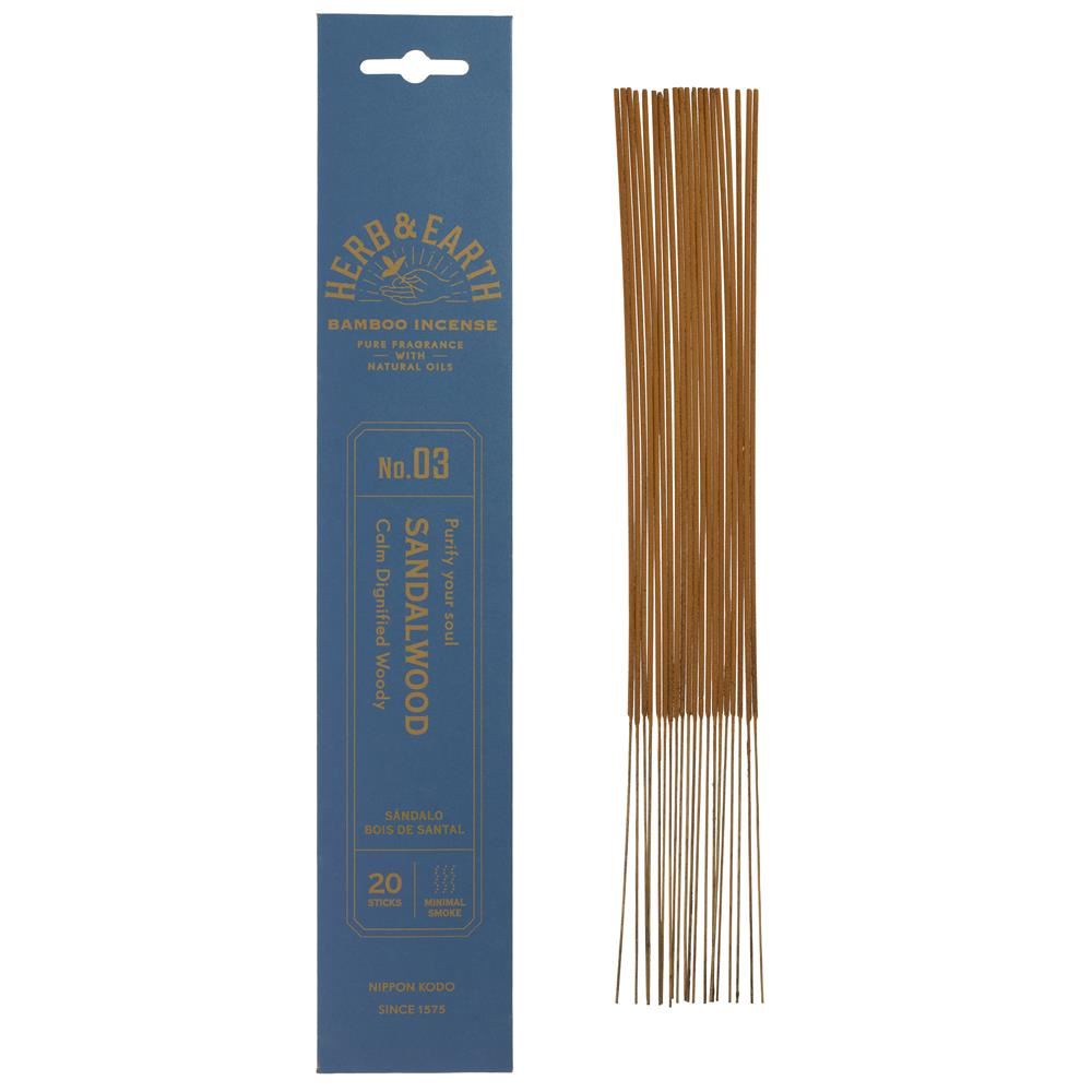 Nippon Kodo Herb & Earth Incense -Sandalwood 20 sticks - 12 Pack