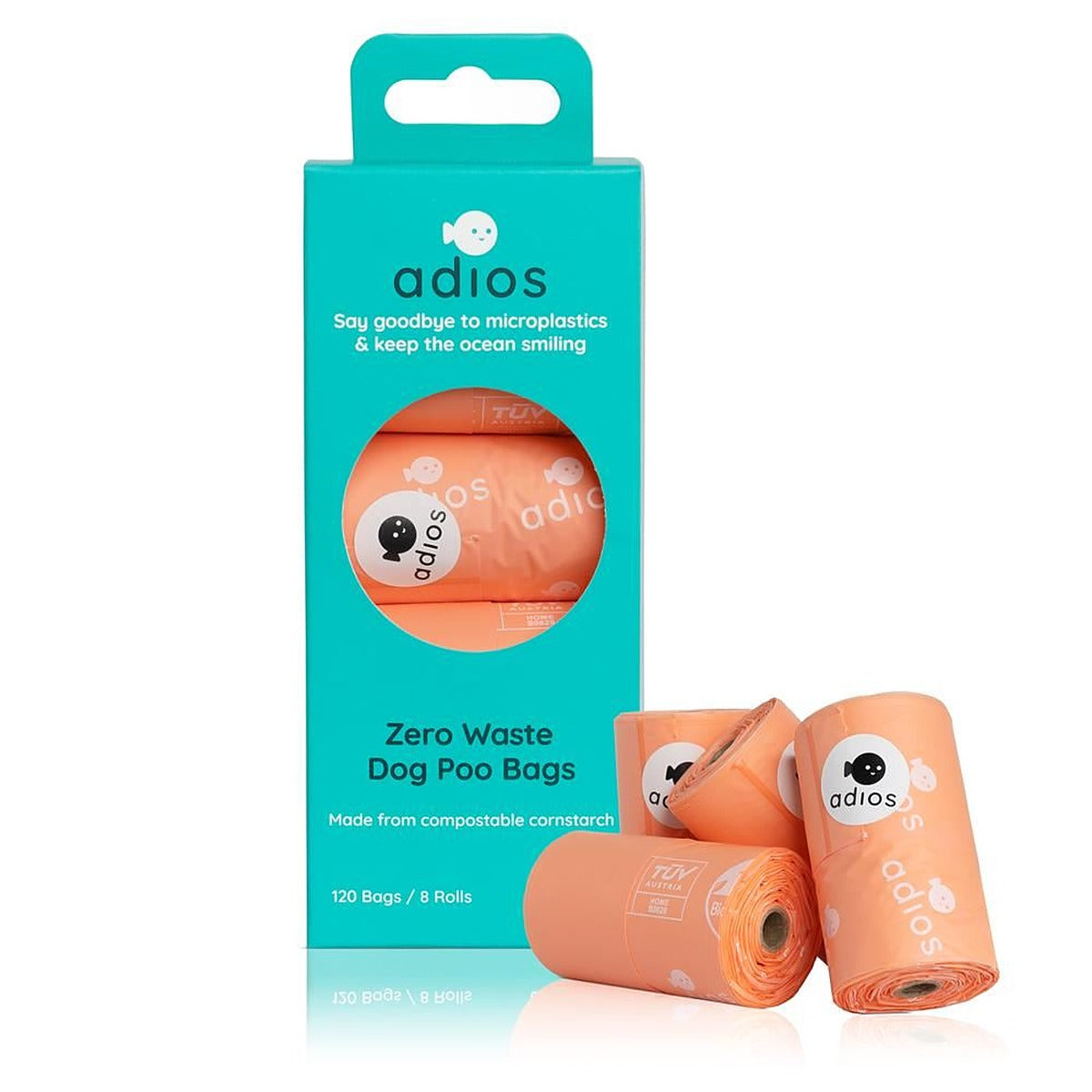 Adios Plastic Compostable Poo Bag with Handles Pink-60 bags