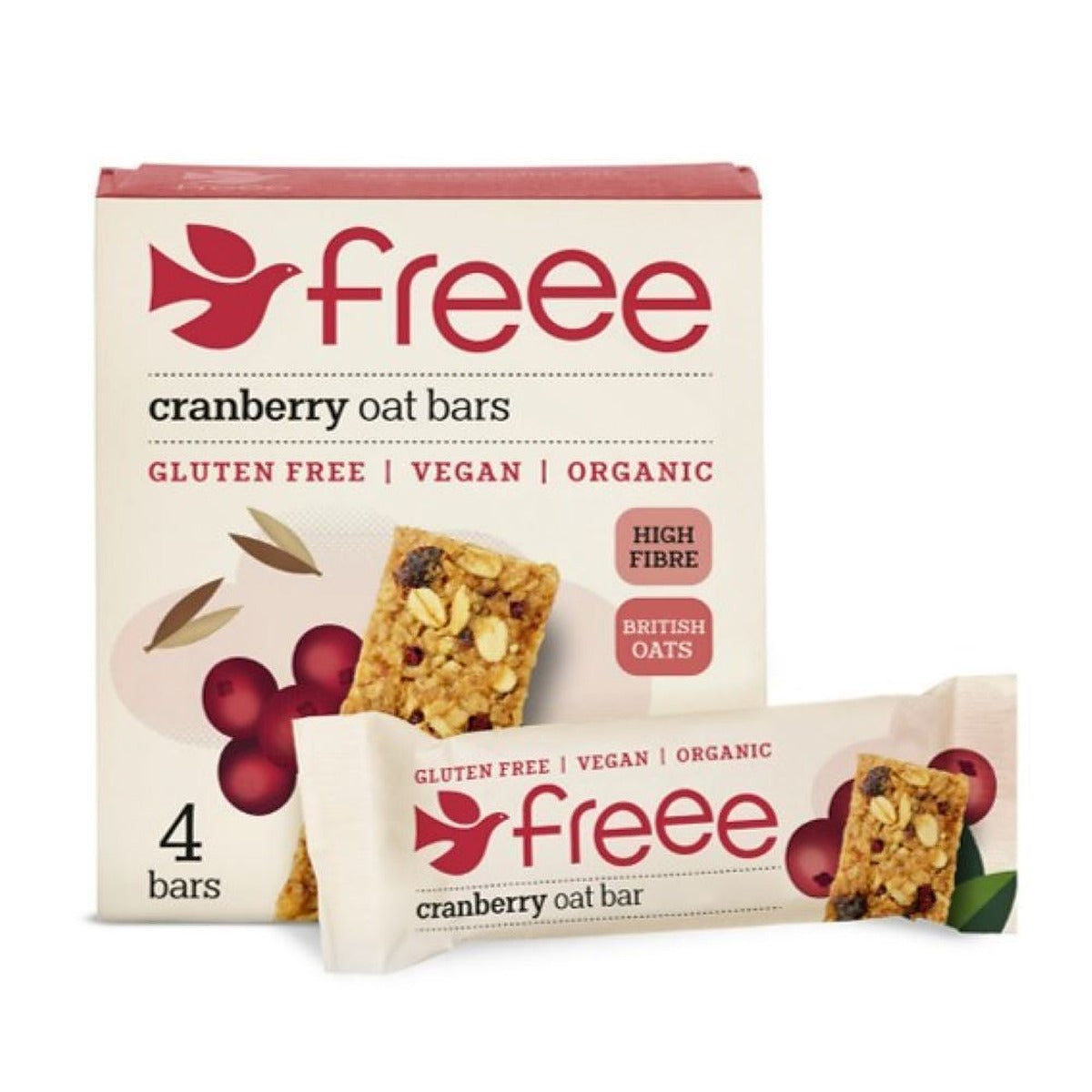 Doves Farm Organic Cranberries And 100% Wholegrain Oats Bars 4x35g - 7 Pack
