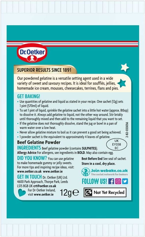 Dr. Oetker Gelatine Sachets 3 x 12g - Pack of 6