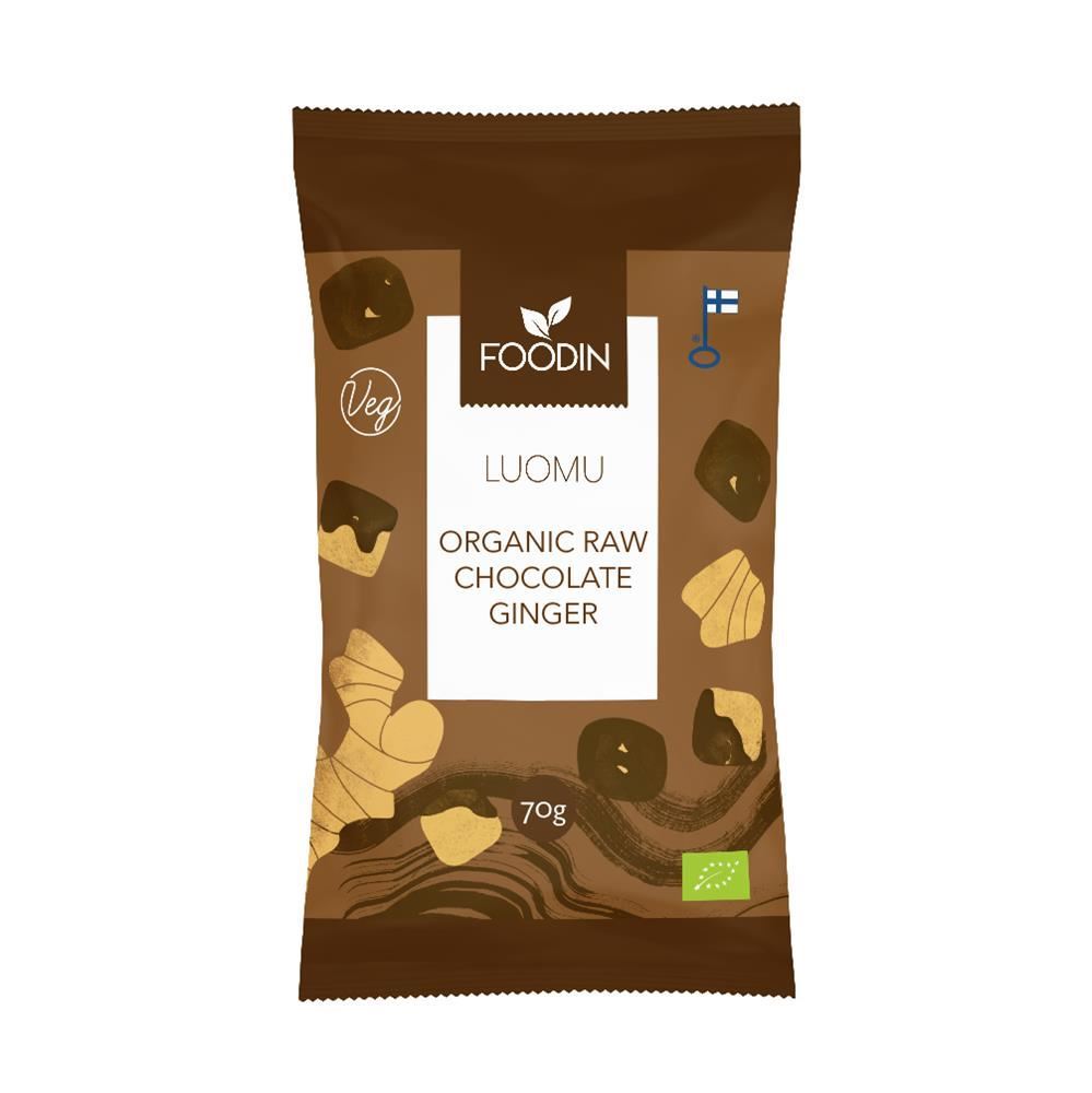 Foodin Organic Raw Chocolate Coated Ginger 70g - 8 Pack