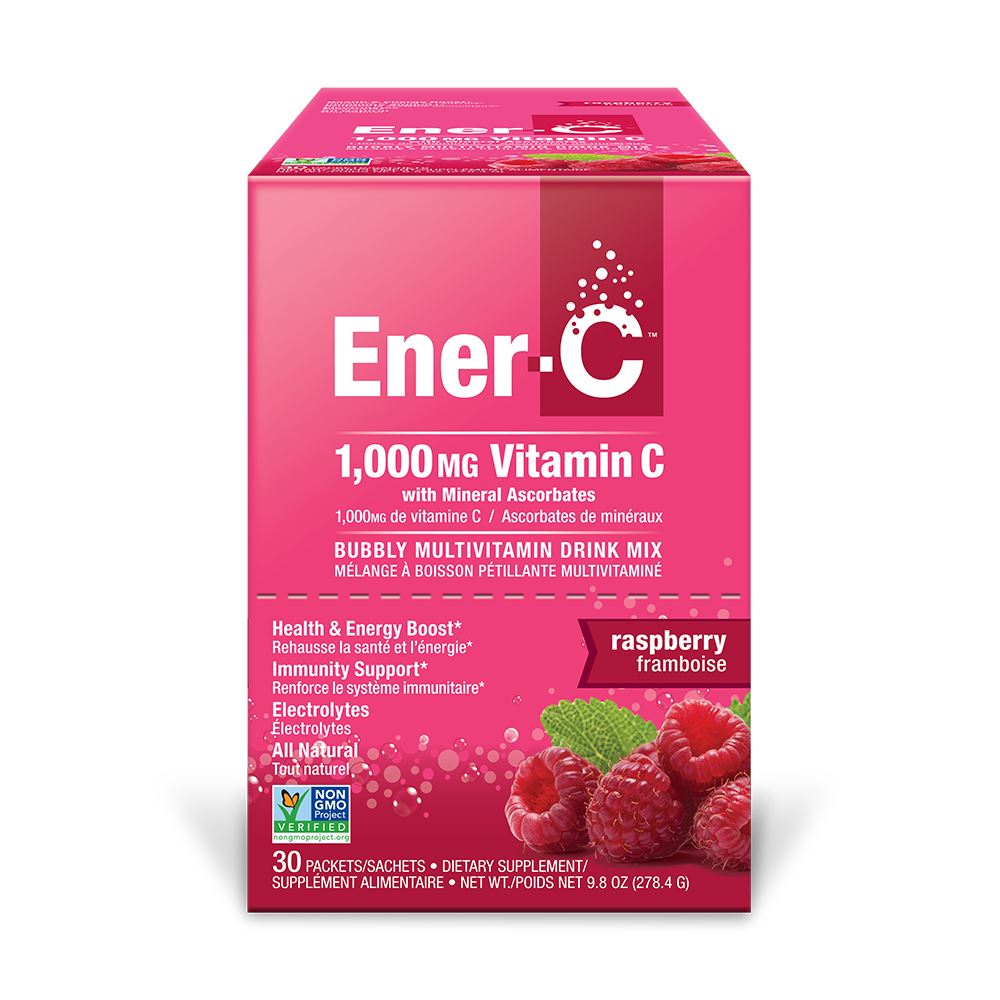 Ener-C Multivitamin Drink Mix 1000mg Vitamin C Raspberry flavour 30 Sachets