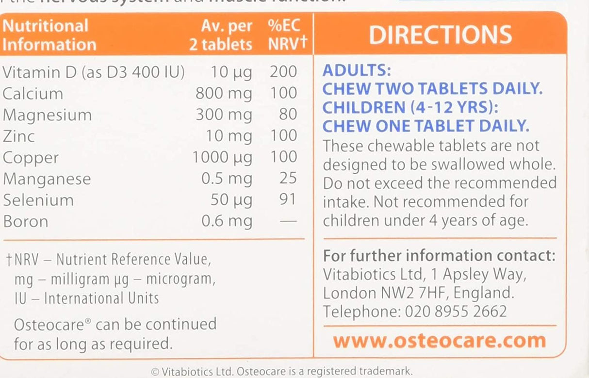 Vitabiotics Osteocare Chewable - 30 Tablets