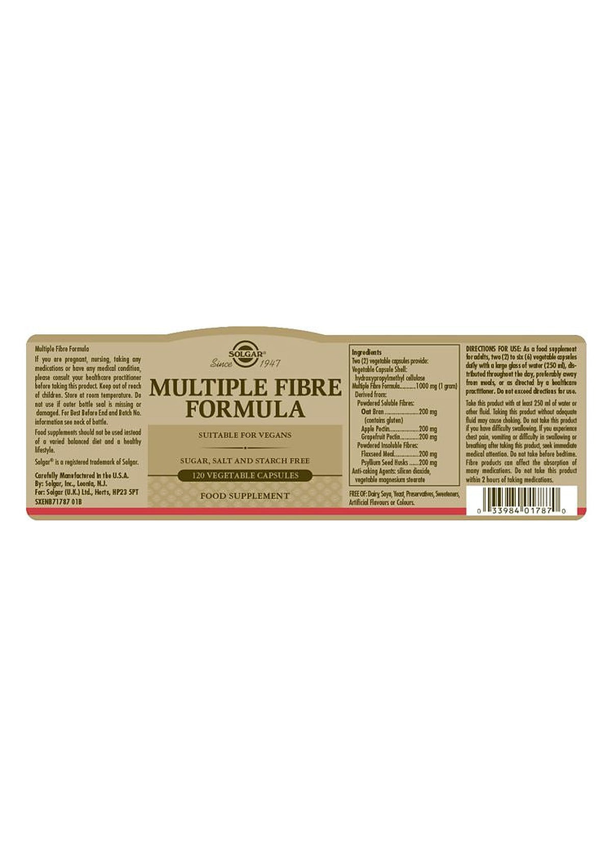 Solgar Multiple Fibre Formula - 120 Vegicaps - image 3