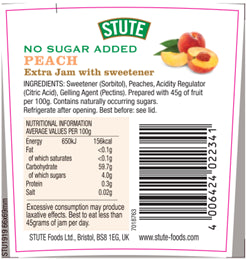 Stute No Sugar Added Peach Jam 430g - 2 Pack