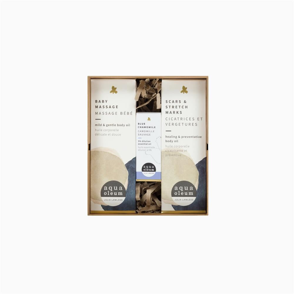 Aqua Oleum Mother & Baby Gift Box: Baby Oil Stretch Mark Oil Chamomile Oil