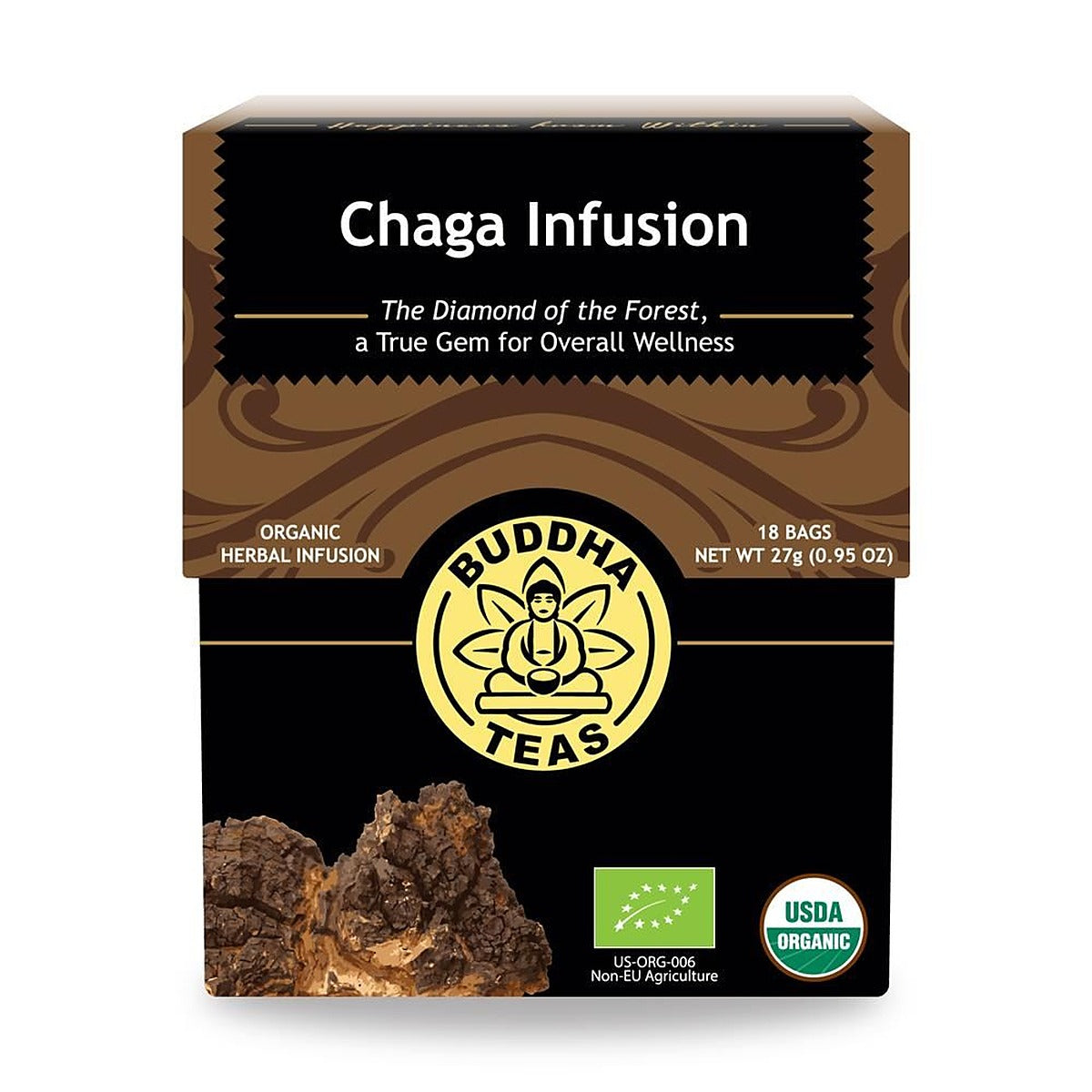 Buddha Teas Organic Chaga Mushroom Tea Infusion 18 tea bags