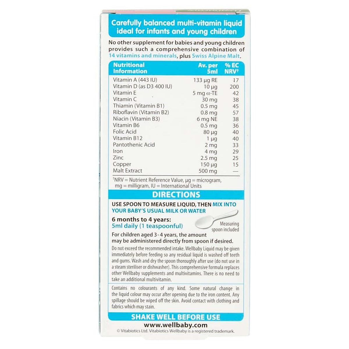 Vitabiotics Wellbaby Multi-Vitamin Liquid - 150ml - image 4