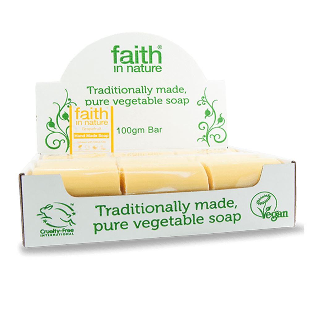 Faith in Nature Grapefruit Soap unwrapped x (Full Box of 18)