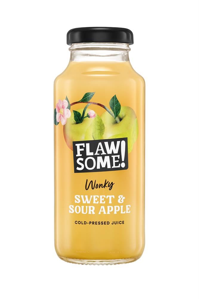 Flawsome! Sweet & Sour Apple cold-pressed juice glass 250ml - 12 Pack