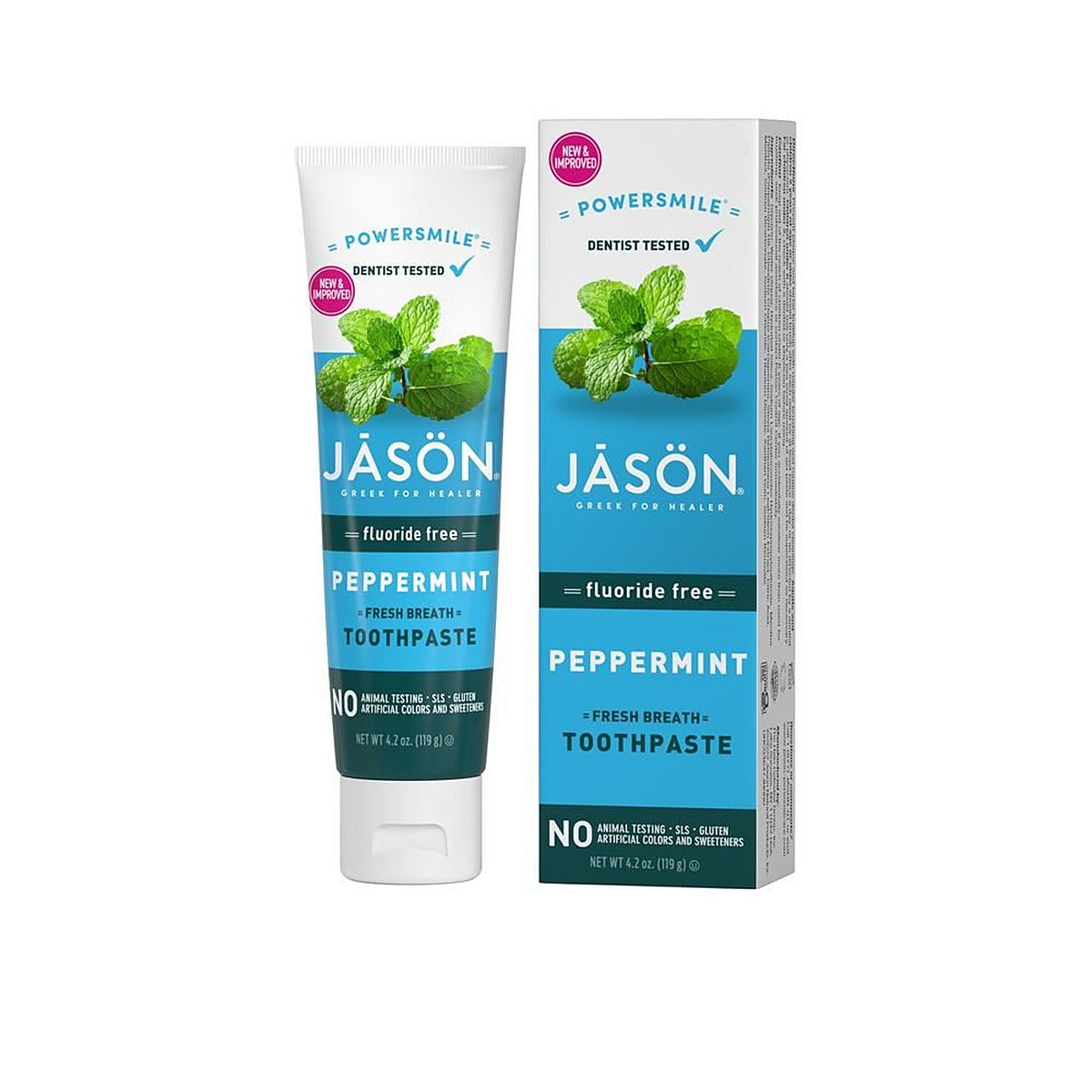 Jason Powersmile Pappermint Fresh Breath Toothpaste Fluoride Free 119g