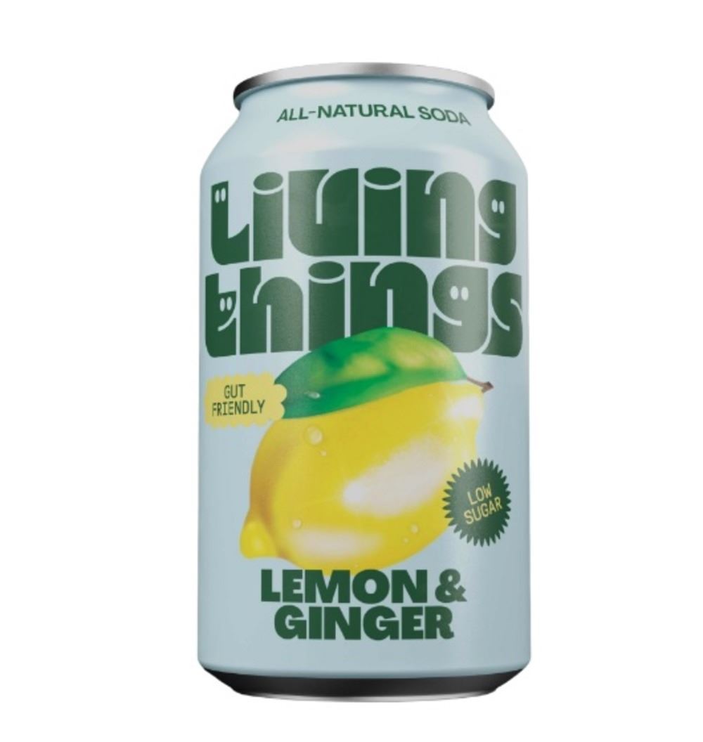 Living Things Lemon & Ginger Prebiotic + Probiotic Soda 330ml - 6 Pack