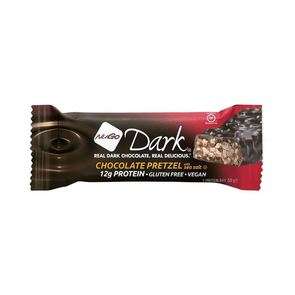 NuGo Vegan Dark Chocolate Pretzel High Protein Snack Bar 50g - 12 Pack