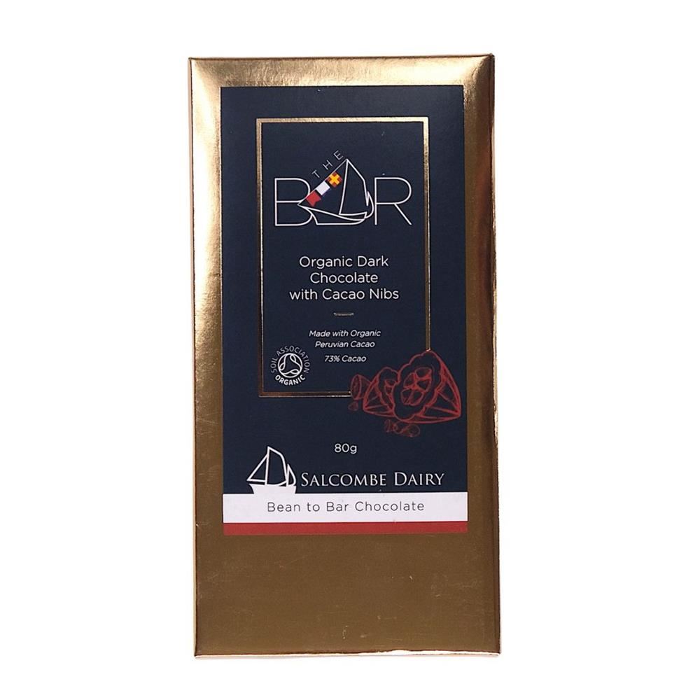 Salcombe Dairy Dark with Nibs Organic Chocolate Bar 80g