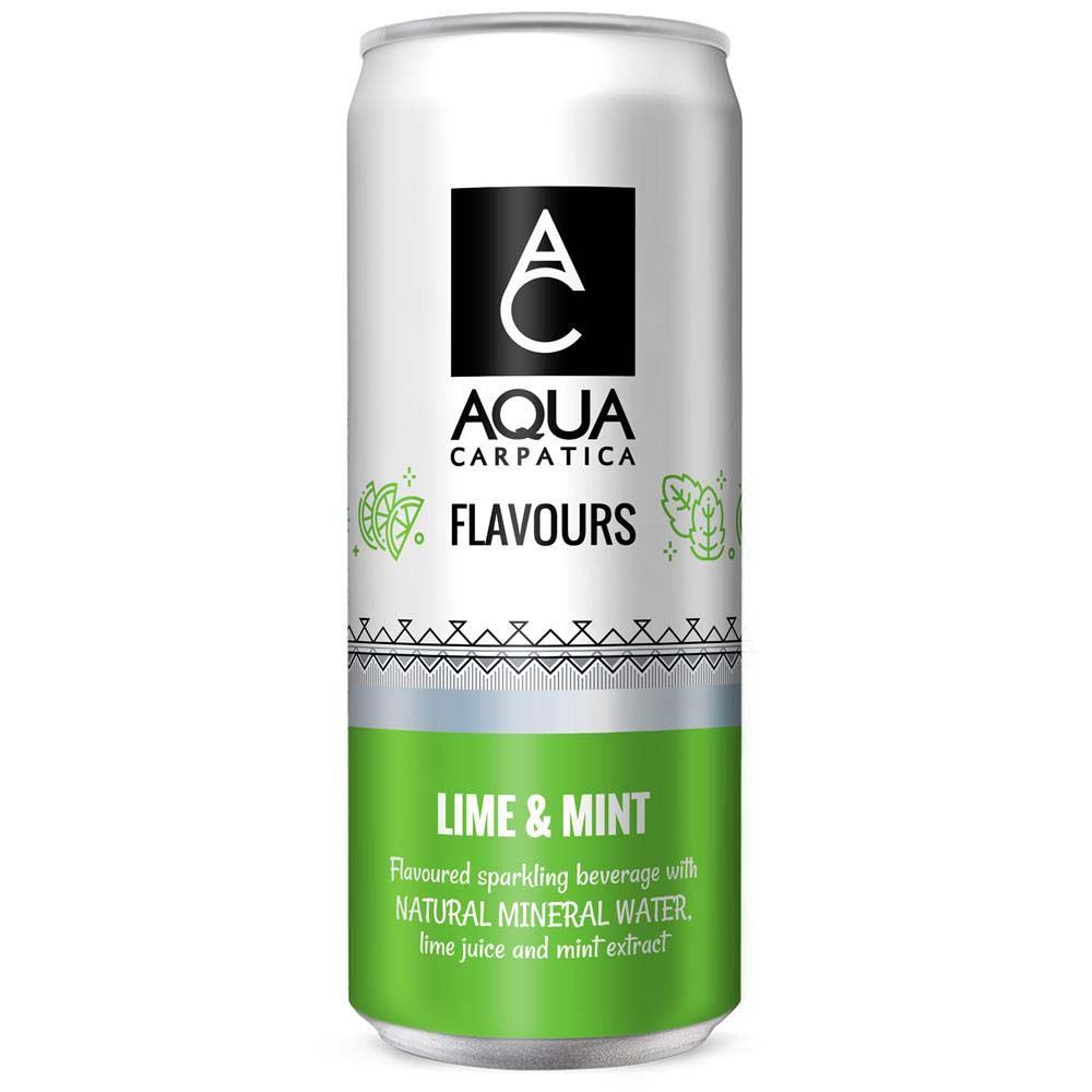 AQUA Carpatica Flavoured Sparkling Mineral Water Lime & Mint 330ml - 6 Pack