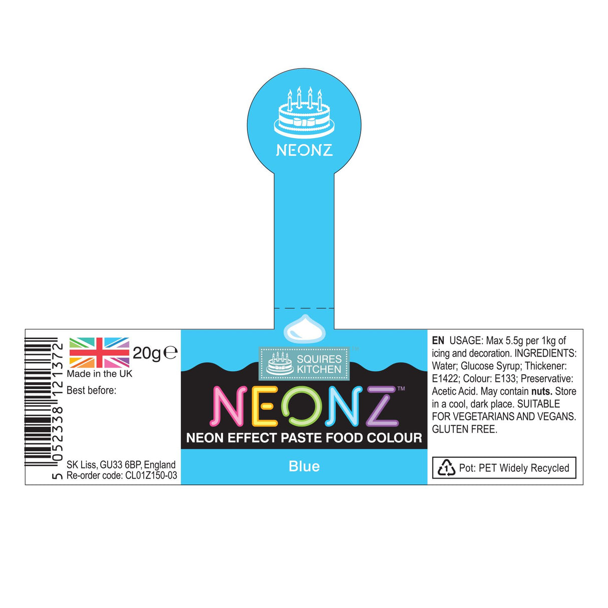 Squires Kitchen NEONZ Neon Effect Food Colouring Paste 20g - All Shades
