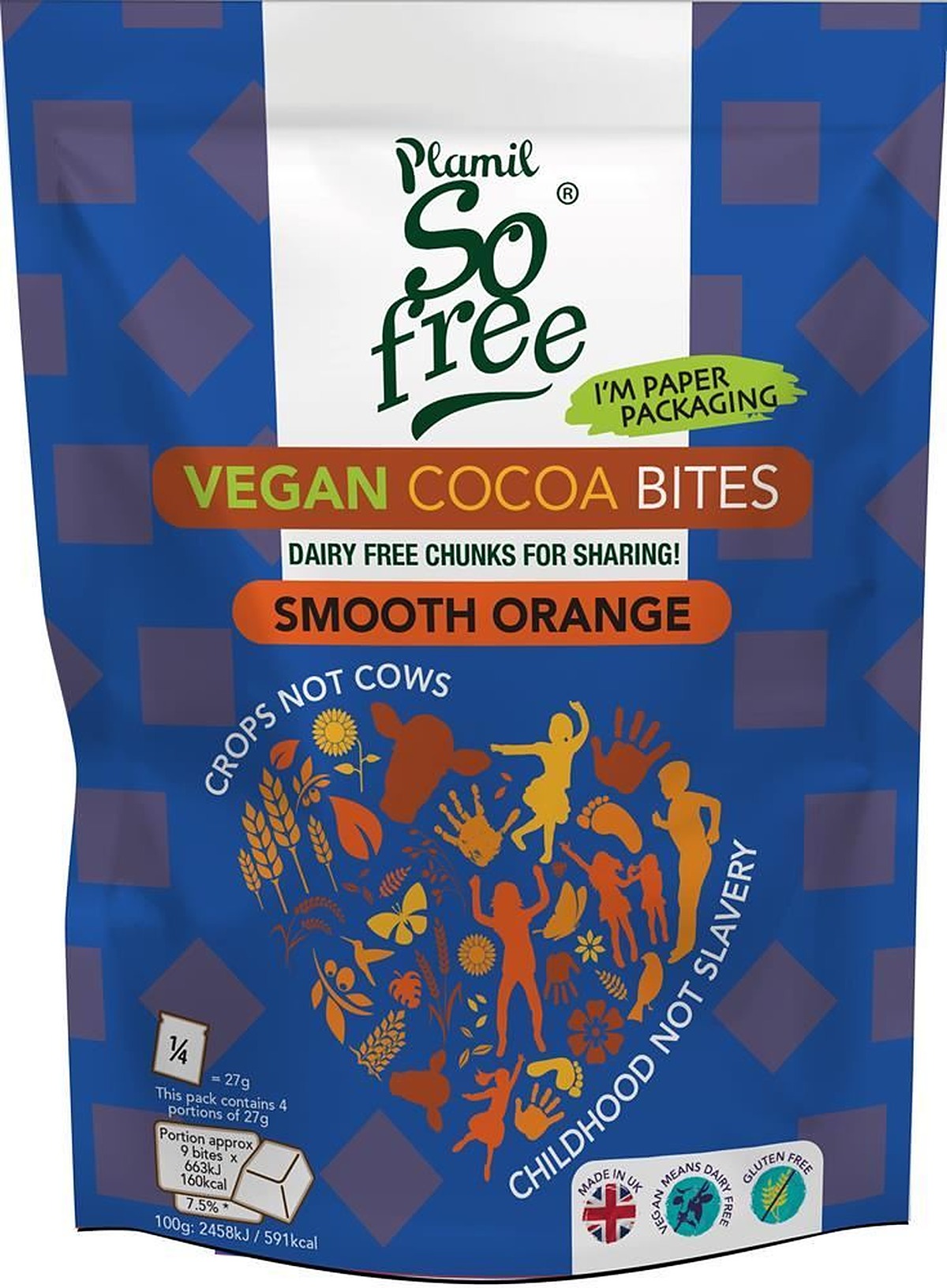 Plamil Vegan Orange Cocoa Bites 108g - 7 Pack