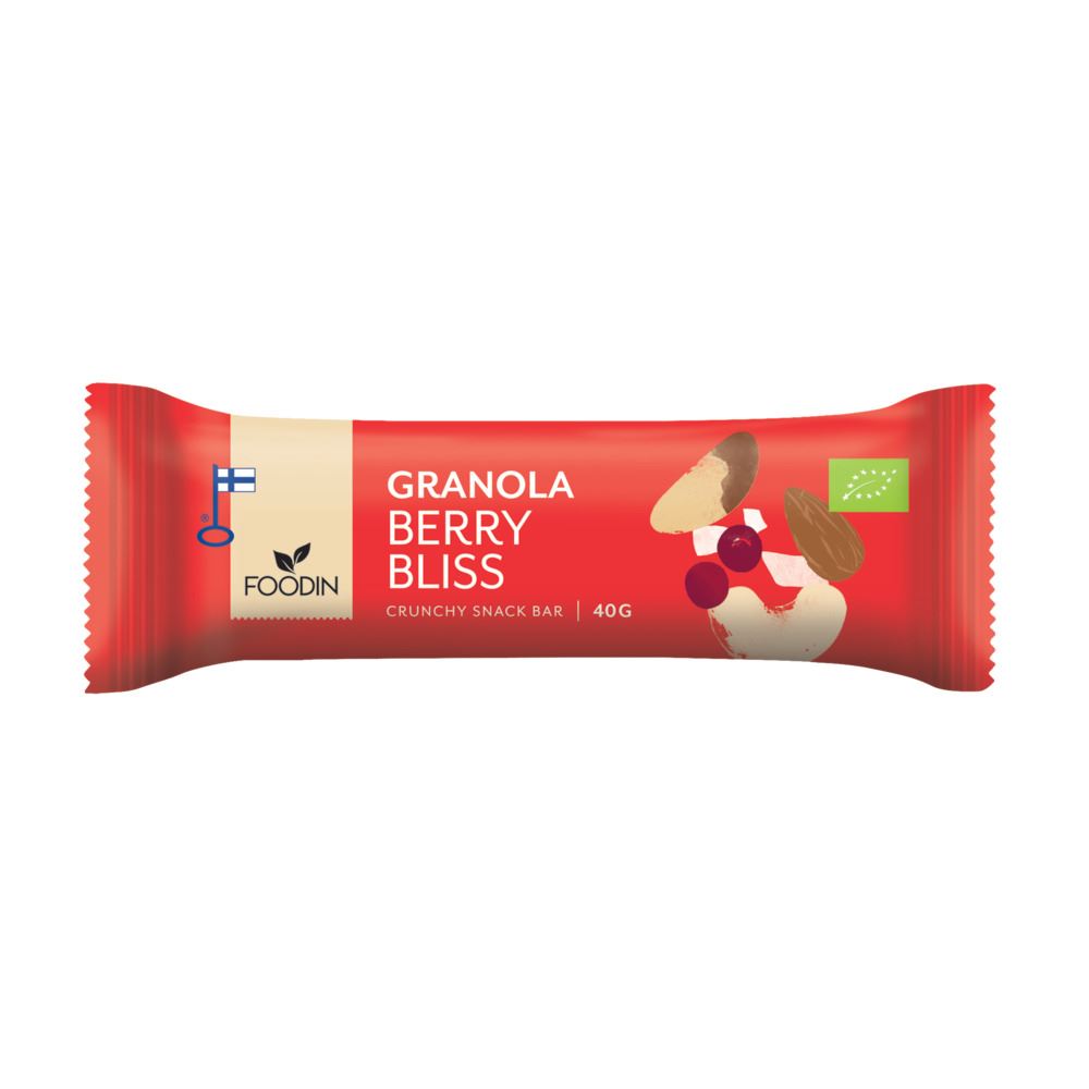 Foodin Organic Granola Bar Berry Bliss 40g - 12 Pack