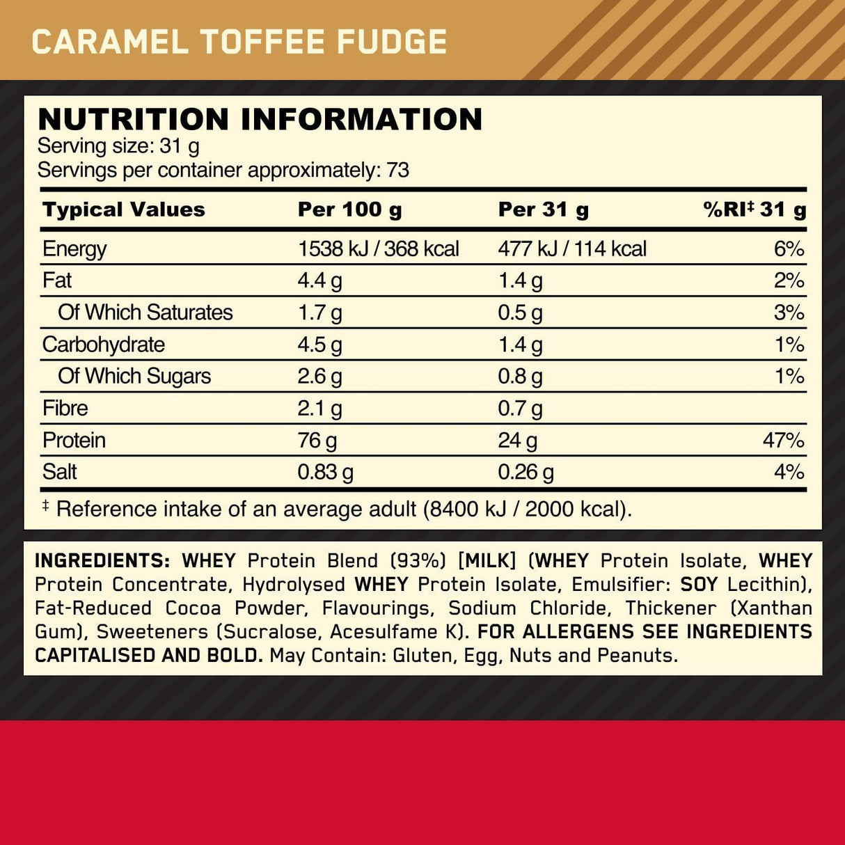 Optimum Nutrition Gold Standard 100% Whey Protein Powder - 900g/2.2kg/4.5kg