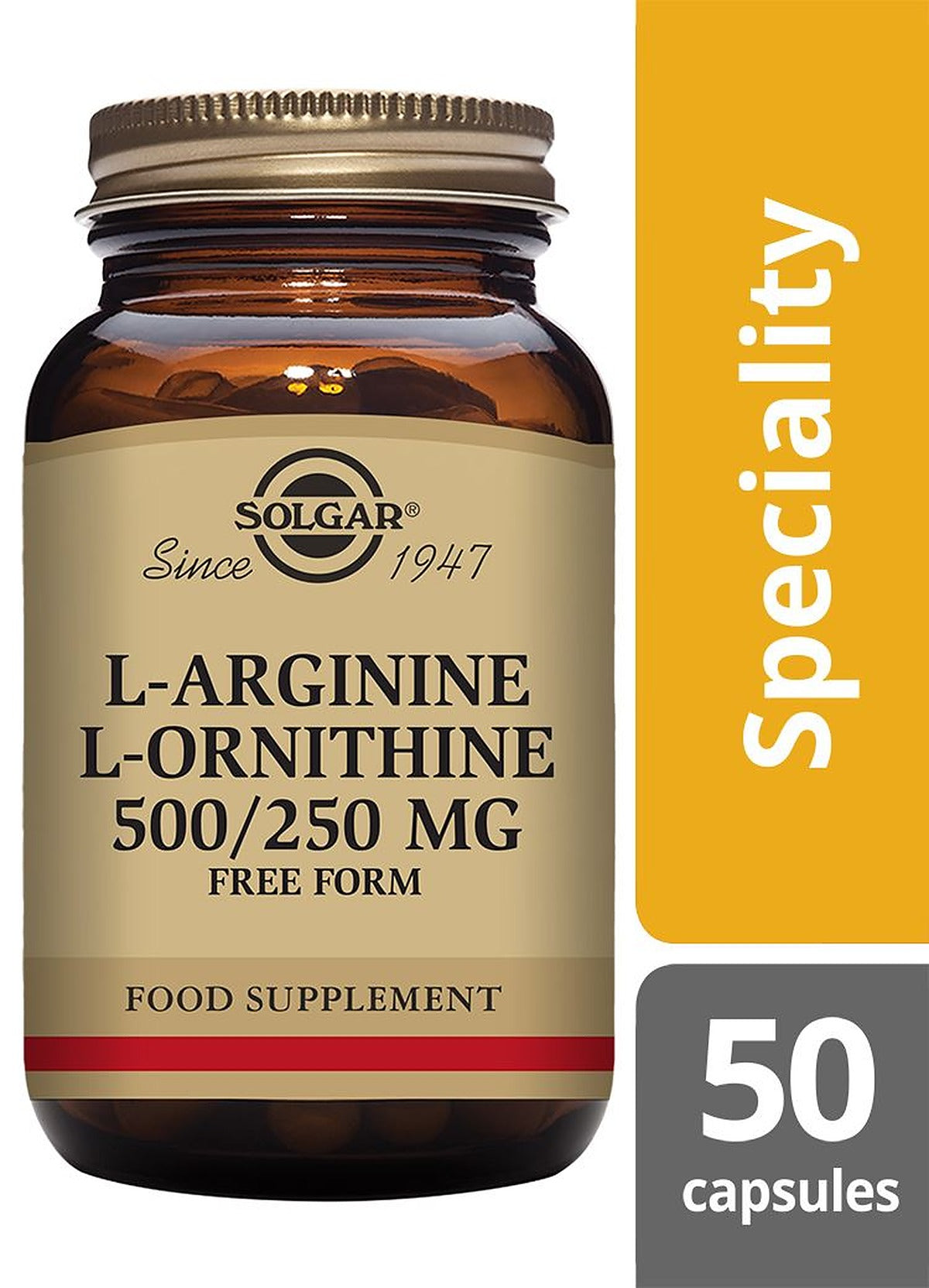 Solgar L-Arginine 500 mg / L-Ornithine 250 mg - 50 Vegicaps - image 2