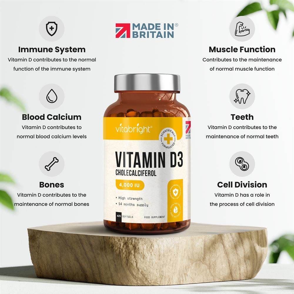 Vitabright Vitamin D3 4000iu 425 Sotgels